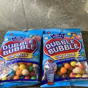 Two Bags Dubble Bubble Gum Balls Machine Size Refills 5 Oz Each Fruit Flavor